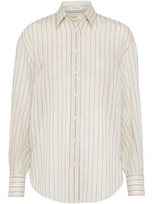 Dryžuota medvilninė marškiniai Brunello Cucinelli smėlinė