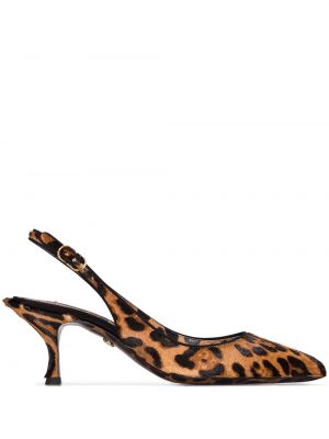 Slingback leopard trykt stropper pumper Dolce & Gabbana brun