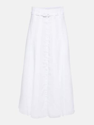 Plisovaná ľanová midi sukňa Gabriela Hearst biela