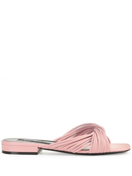 Pletené kožené sandály Sergio Rossi růžové