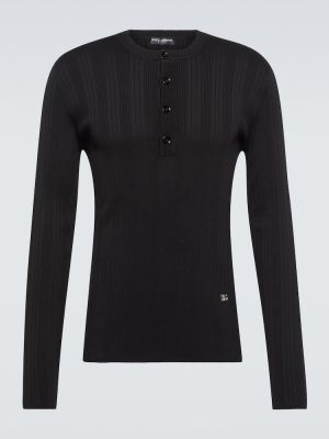 Памучна копринена риза Dolce&gabbana черно