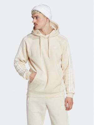Dryžuotas džemperis su gobtuvu Adidas smėlinė