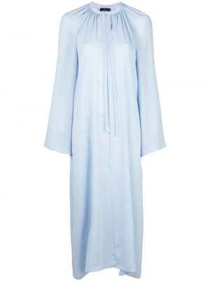 Hedvábné dlouhé šaty s dlouhými rukávy Voz - modrá