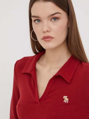 Блуза с дълъг ръкав Abercrombie & Fitch червено