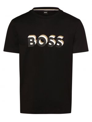 Koszulka bawełniana z nadrukiem Boss czarna