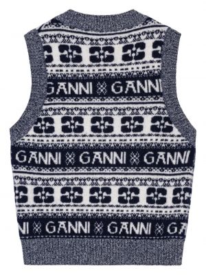 Pletená vesta Ganni modrá