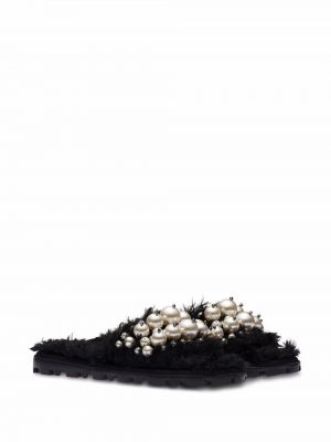 Moheros sandalai su perlais Miu Miu juoda