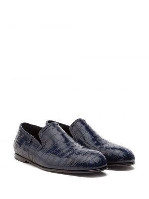 Dabīgās ādas kurpes slip on Dolce & Gabbana zils