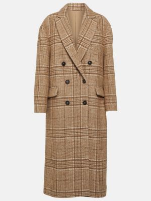 Manteau en laine à carreaux Brunello Cucinelli beige