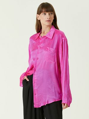 Жаккардовая шелковая рубашка Balenciaga розовая