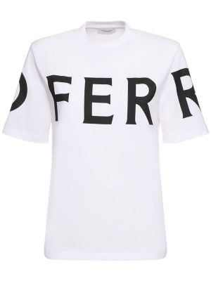 Kokvilnas t-krekls ar īsām piedurknēm džersija Ferragamo melns
