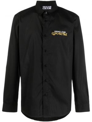 Памучна дънкова риза с принт Versace Jeans Couture черно