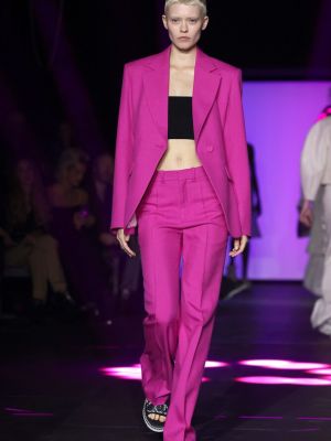 Μάλλινο παντελόνι με ψηλή μέση Chloã© ροζ