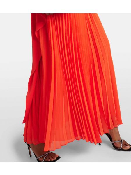 Plisované dlouhé šaty Simkhai oranžové