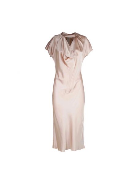Jedwabna sukienka midi z dekoltem w serek N°21 różowa
