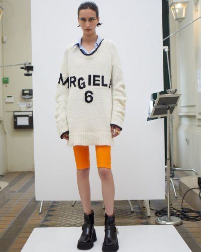 Pantaloni scurți din jerseu Mm6 Maison Margiela portocaliu