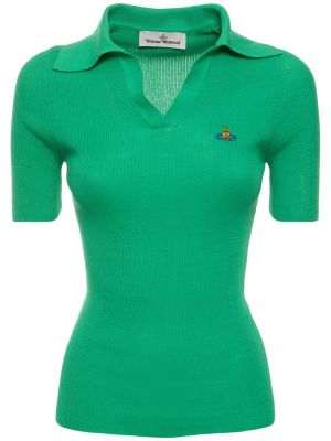 Polo en coton en tricot avec manches courtes Vivienne Westwood vert