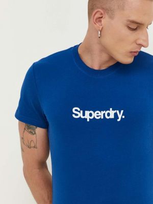 Bavlněné tričko s potiskem Superdry modré