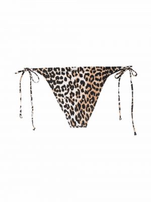 Bikini à imprimé à imprimé léopard Ganni marron