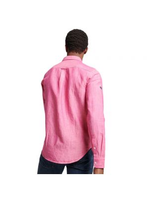 Льняная рубашка с длинным рукавом Superdry розовая