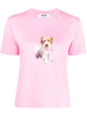 T-shirt con stampa Msgm rosa