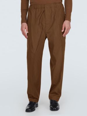 Pantalones rectos de seda Lemaire marrón