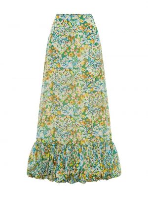 Kvetinová dlhá sukňa s potlačou Alemais zelená