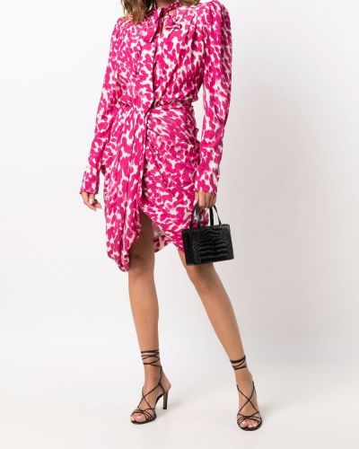 Vestido con estampado con volantes con estampado abstracto Isabel Marant rosa