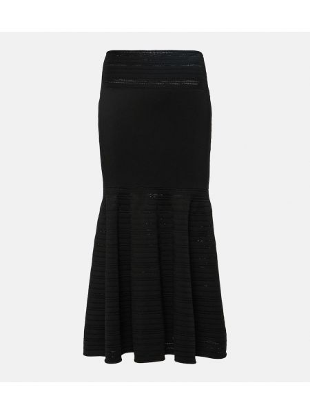 Falda midi de tela jersey Victoria Beckham negro