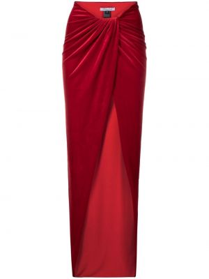 Sametové asymetrická sukně Laquan Smith - červená
