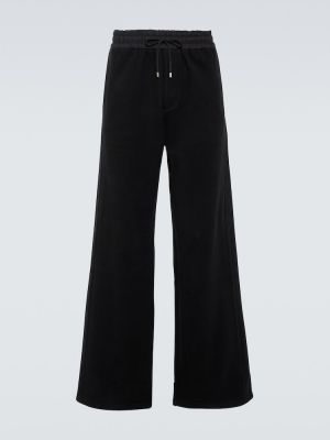 Pantaloni sport de catifea cu croială lejeră Saint Laurent negru