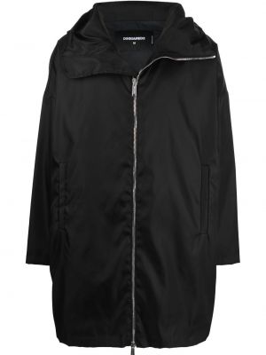 Raštuotas paltas su gobtuvu Dsquared2 juoda