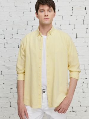 Lněná košile s knoflíky relaxed fit Ac&co / Altınyıldız Classics žlutá