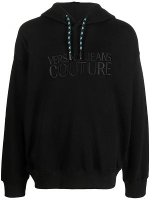 Jopa s kapuco z vezenjem Versace Jeans Couture črna