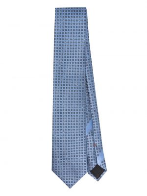 Cravată de mătase cu model floral din jacard Zegna albastru