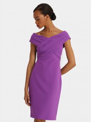 Slim fit koktejlové šaty Lauren Ralph Lauren fialové