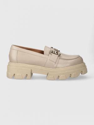 Pantofi loafer din piele cu platformă Charles Footwear bej