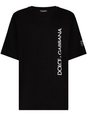 Памучна тениска с принт Dolce & Gabbana черно