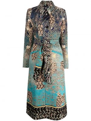 Palton cu model leopard din jacard cu stele Forte_forte albastru
