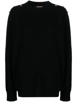 Пуловер с кръгло деколте Roberto Cavalli черно