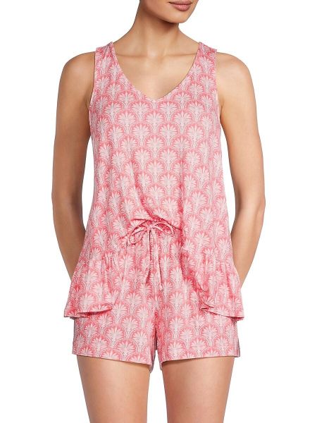 Dwuczęściowa piżama z nadrukiem Tommy Bahama różowa