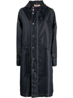 Kabát s kapucňou Chanel Pre-owned modrá