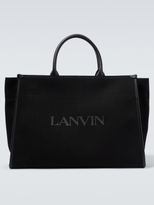 Geantă shopper din piele Lanvin negru