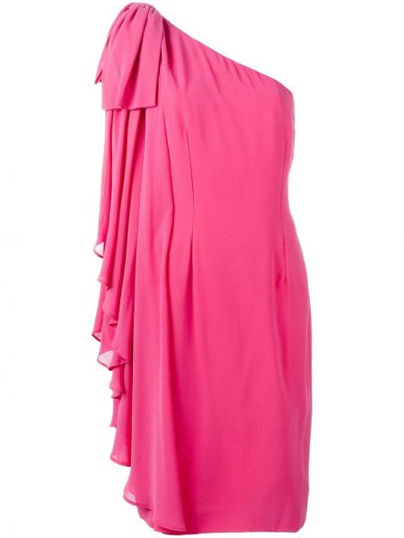 Hedvábné šaty s volány s mašlí bez rukávů Jean Louis Scherrer Pre-owned - růžová