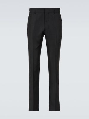 Mohérové vlněné rovné kalhoty Ami Paris černé