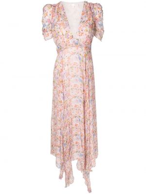 Φλοράλ μίντι φόρεμα με σχέδιο Loveshackfancy ροζ