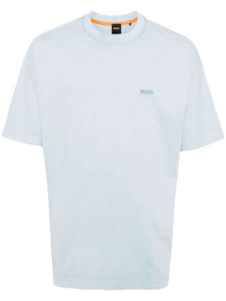 T-shirt brodé en coton Boss bleu