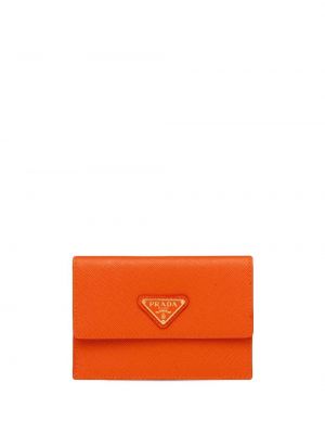 Oranžová kožená peněženka Prada