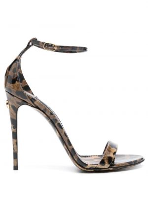 Sandále s potlačou s leopardím vzorom Dolce & Gabbana