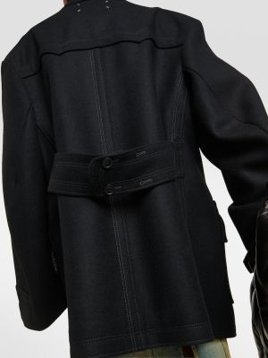 Oversized gyapjú rövid kabát Maison Margiela fekete